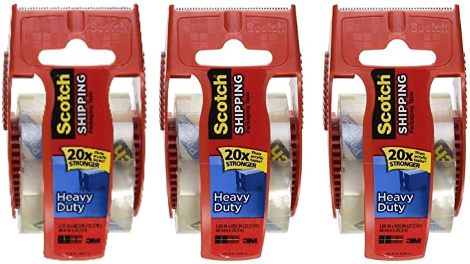 Scotch 2 x 800, Clear, Heavy Duty Shipping Packaging Tape (3 Rolls)