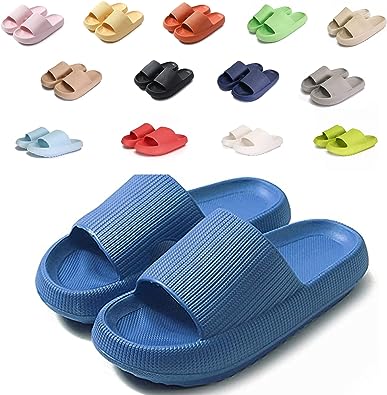 Cloud Slippers for Women Men, Rosyclo Cloud Cushion Slides Slippers, Unisex Platform Home Bathroom Spa Massage Foam Shower Slide Sandals, Non-Slip Thick Sole Quick-Dry Open Toe Soft Slipper Shoes for Indoor & Outdoor