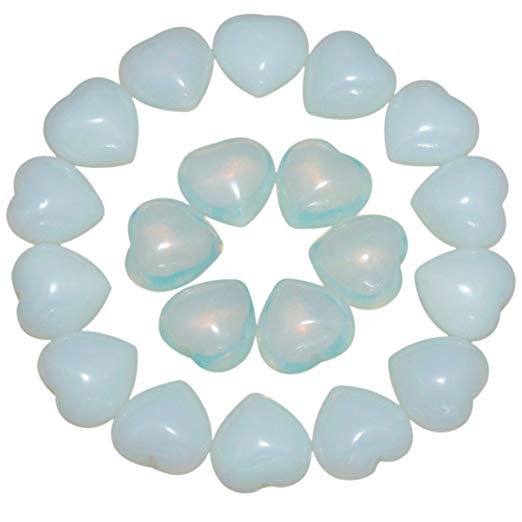 rockcloud Healing Crystal 0.5 inch Opalite Carved Worry Stone Chakra Reiki Balancing(Pack of 10)