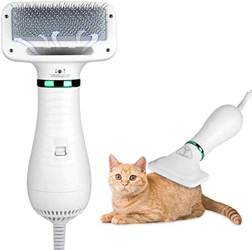 YOUTHINK 2 in 1 Pet Hair Comb Brush, Pet Hair Dryer, 65 dB Portable 300W Powerful Blaster, Ergonomic Handle with 2 Gear Temperature for Dogs Cats