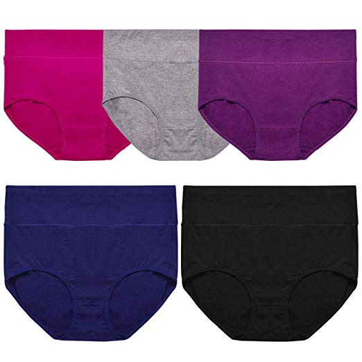 Annenmy Women's High Waist Cotton Underwear Soft Brief Panties Regular and Plus Size