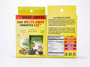Maximum Slim Sample Pack The Healthy 4-in-1 Organic Coffee with Green Coffee and Green Tea."The Magic Coffee that Melts Away Unwanted Fats"