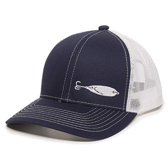 Fish Lure Trucker Hat - Adjustable Baseball Cap w/Plastic Snapback Closure