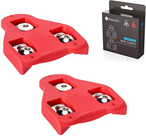 Inkesky Bike Cleats Compatible with Look Delta 9 Degree Float - for Spin & Road Shoes - Red (Renewed)