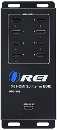 Orei HDS-108 1x8 Powered 1080P V1.4 Certified HDMI Splitter with Full Ultra HD 4K/2K and 3D Resolutions