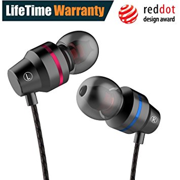 Earphones In Ear Headphones Earbuds with Microphone Mic Stereo and Volume Control Waterproof Wired Earphone For iPhone Samsung Android Smartphones Mp3 Players Tablet Laptop 3.5mm Audio Black