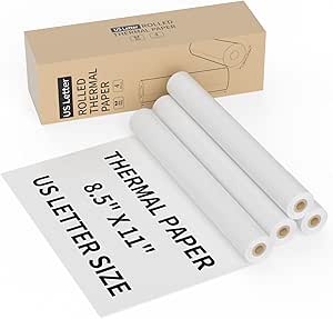 MFLABEL US Letter Size Quick-Dry Thermal Printer Paper 8.5''x11'', 4 Rolls, Multipurpose Thermal Paper for Thermal Printer