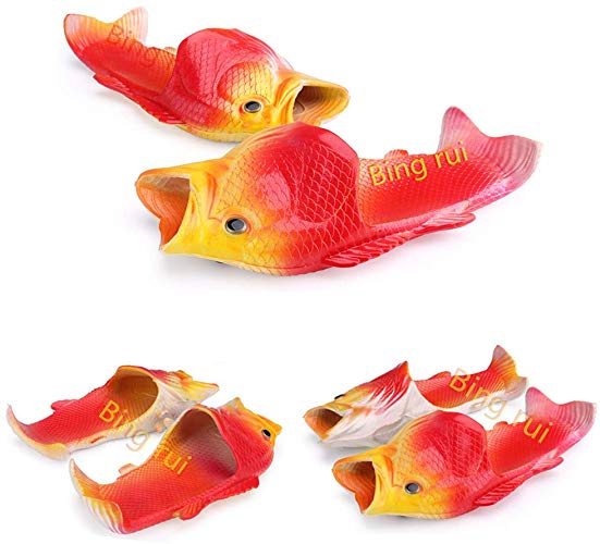 BING RUI CO 6 Colours Fish Slippers Beach Shoes Non-Slip Sandals Creative Fish Slippers Men and Women Casual Shoe