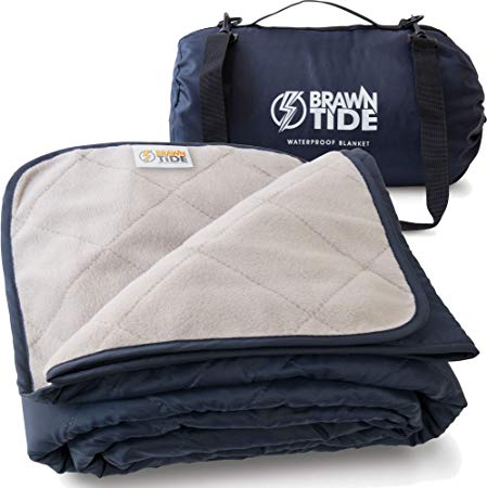 Brawntide Large Outdoor Waterproof Blanket - Quilted with Extra Thick Fleece, Warm, Windproof, Ideal Stadium Blanket, Great for Camping, Festivals, Picnics, Beaches, Dogs