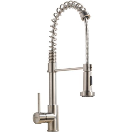 VAPSINT® Best Commercial Single Handle Brushed Nickel Pre Rinse Pull Out Sprayer Kitchen Sink Faucet, High Arch Pull Down Kitchen Faucets