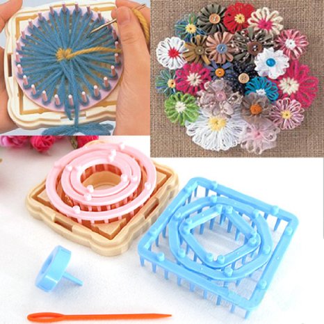 9PCS Flower Knitting Loom Knit Pattern Flower Maker Wool Yarn Needle Craft