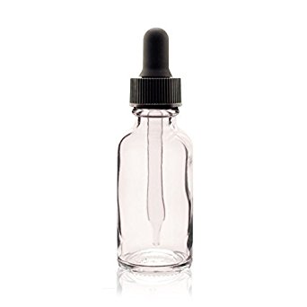 Premium Vials B36-pk12 Boston Round Glass Bottle with Dropper, 1 oz Capacity, Clear (Pack of 12)