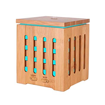 DELIWAY Real Bamboo Aromatherapy Scented Oil Diffuser Cool Mist Humidifier Ultrasonic with 7 Color Changing Night Lights and Waterless Auto Shut-Off, for Home Office Yoga Baby Room (200ml)