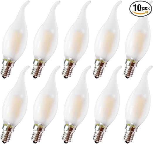 E12 LED Candelabra Light Bulbs, Frosted C35 Flame Candle LED Bulb, 40 Watt Equivalent Soft Warm White 2700K Not Dimmable for Ceiling Fan, Chandelier Light Fixture, 10 Pack