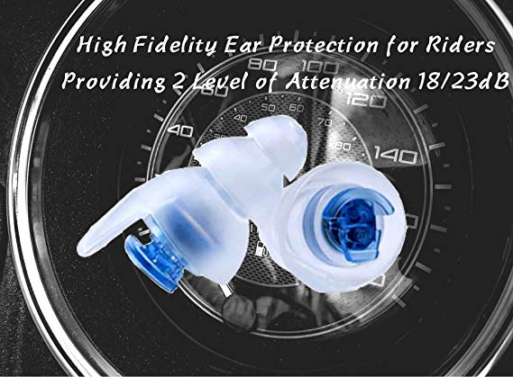 High Fidelity Earplugs for Bikers with volume control 18dB/23dB - Large
