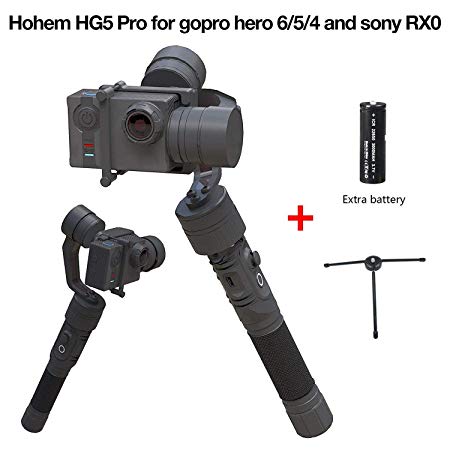 Hohem HG5 PRO Upgraded 3 Axis Stabilizer Handheld Gimbal for Gopro Hero 6/5/4/3, Sony RX0, Yi Cam 4K, AEE and Similar size Cams including extra battery and tripod stand