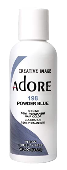 Adore Semi-Permanent Haircolor #198 Powder Blue 4 Ounce (118ml) (Pack of 3)