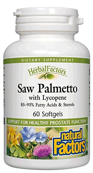 Natural Factors - HerbalFactors Saw Palmetto with Lycopene 160mg, Support for Healthy Prostate Function, 60 Soft Gels