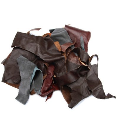 Leather Scraps from Garment Leather Cutting - 2 Pound -Mostly Black Color