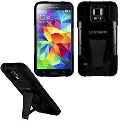 CASEFORMERS Sentinel Dual Shield Case with Stand for Samsung Galaxy S5 - Black/Black