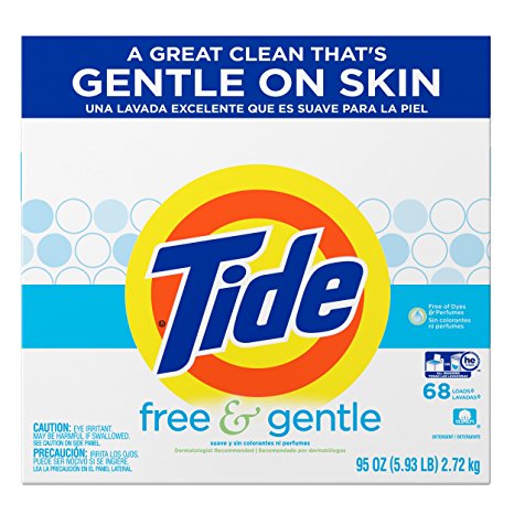 Tide Free & Gentle HE Turbo Powder Laundry Detergent, 68 Loads, 95 Oz