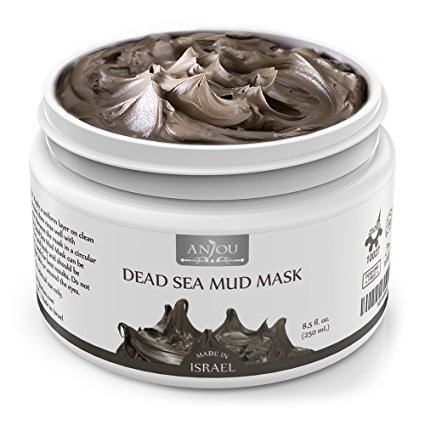 Anjou Dead Sea Mud Mask, Made in Israel, Deep Pore Cleansing and Detoxifying for Face and Body, 100 Natural Mineral-Rich Mask, 8 oz/250 ml