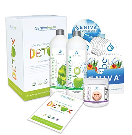 Detox and Cleanse 7 Day NO DIETING Kit for Weight Loss, Belly Fat, Liver, Colon | All Natural. Non Fasting. Complete Kit (with packets). Voted Best 2018. Eniva Health