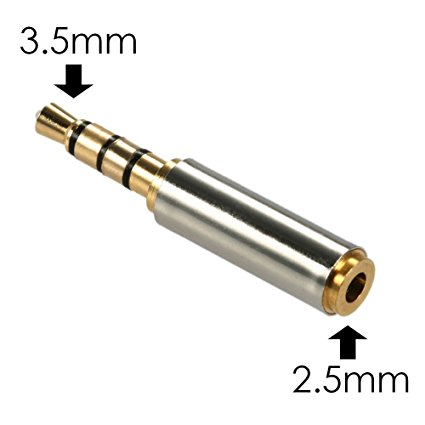 D & K Exclusives® Gold Plated 3.5mm Male to 2.5mm Female Headphone Audio Adapter Jack Stereo or Mono for Apple iPhone 3GS 4G 4S 5 Samsung Galaxy S3 S4 Galaxy Note 2 iPad 2 3 4 iPad Mini