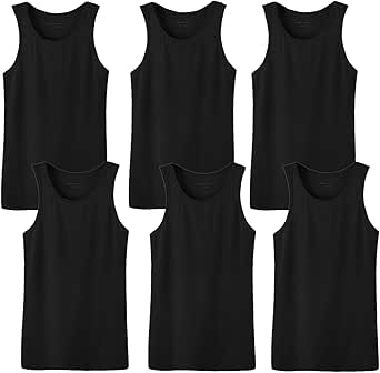 Glory Max Men's 100% Cotton Tank Top Ribbed Plain Basic Slim Fit Muscle A-Shirt Undershirts