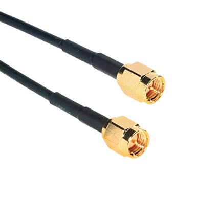 Amphenol CO-174SMAX200-005 Black RG174 SMA Coaxial Cable, 50 Ohm, SMA Male to SMA Male, 5'