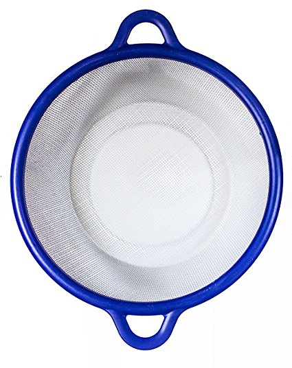 Top Quality Round Mesh Metal 10" Strainer - Strains Unwanted Pulp, Seeds, Also Rinse Vegetables, Strain Soups, Pastas, Sift Flour and More! (Random Assorted Colors)