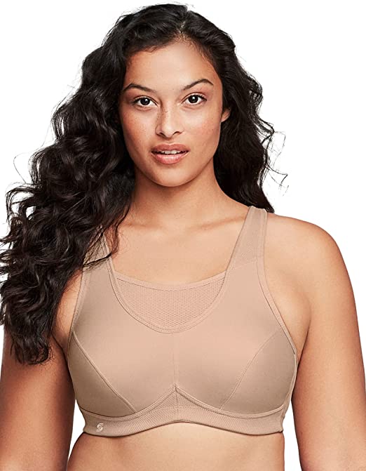 Glamorise Women's Full Figure No Bounce Plus Size Camisole Wirefree Back Close Sports Bra #1066