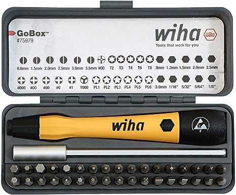 Wiha 75979 36 Piece GoBox Electronics ESD Precision Micro Bit Set