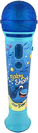 Baby Shark Karaoke Sing Along Microphone for Kids, Built in Music, Flashing Lights, Pretend Mic, Toys for Kids Karaoke Machine, Connects MP3 Player Aux in Audio Device