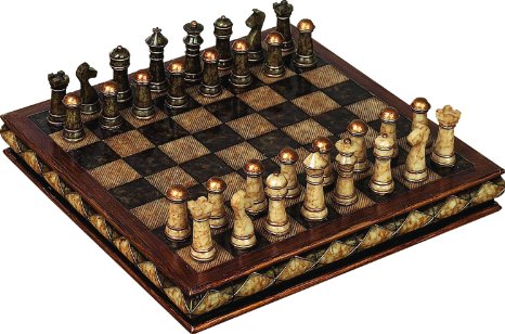 Deco 79 Poly-Stone Chess Set, 10 by 3-Inch