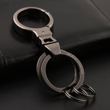MILESI Premium Zinc Alloy Men Metal Keychain I Key Ring for Belt Car I Key Holder Gift I (Black)