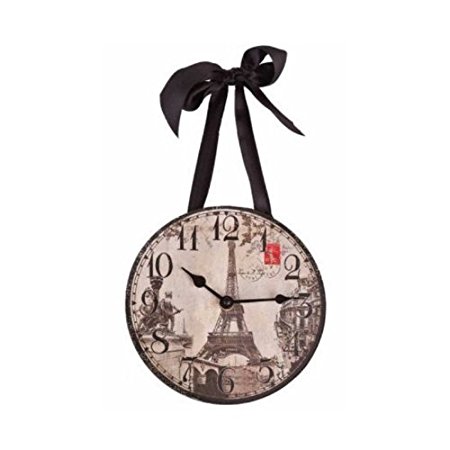 1 X Wall Clock - "Paris/Eiffel Tower" Vintage Images - by DCI