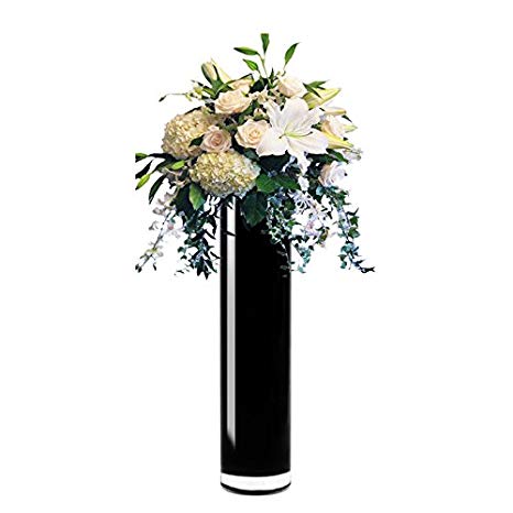 CYS EXCEL Hand Blown-Black Glass Cylinder Vase, Flower Vase, Floating Candle Holder Wedding Decorative Centerpiece, Thickness 3/16th (4" Wide x 20" Tall) Pack of 4