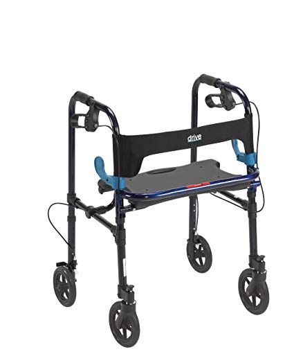 Drive Medical Deluxe Clever Lite Rollator Walker with 8" Casters, Flame Blue, Adult