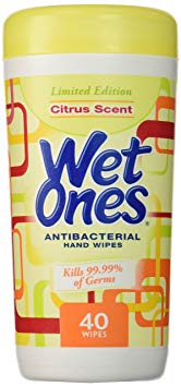 Wet Ones Citrus Scent Antibacterial Hand Wipes, (Five Total Canisters)