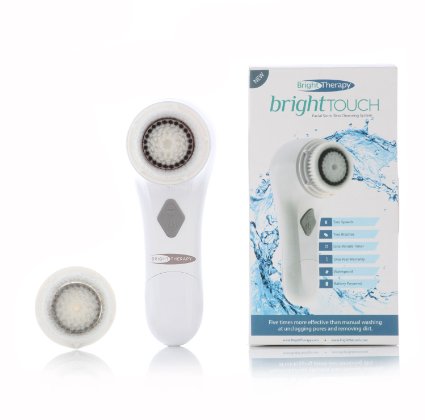 BrightTouch® Sonic Face Cleansing Brush - Waterproof Skin Cleansing System for Deep Cleaning, 2 Speeds, 2 Brushes, Best Skin Cleansing Face Brush Microdermabrasion Exfoliator System, great for acne