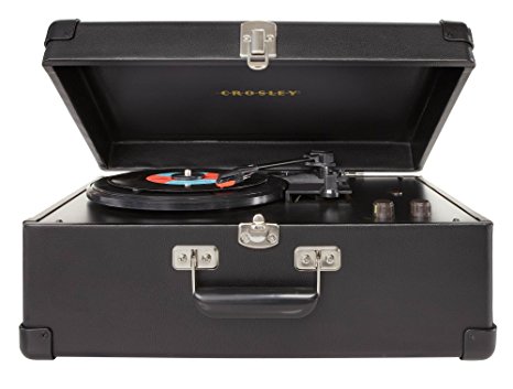 Crosley CR49-BK Traveler Turntable with Stereo Speakers and Adjustable Tone Control, Black