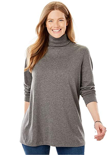 Woman Within Plus Size Turtleneck Long Sleeve Perfect Tee