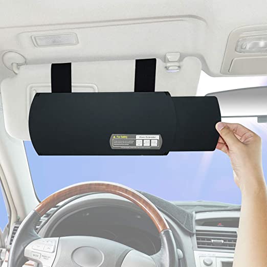 TFY Car Visor Extender Anti-Glare Sun Visor Extender Window Sunshade and UV Rays Blocker - Black