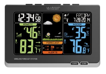 La Crosse Technology C83349 Wireless Atomic Digital Color Forecast Station with Alerts Black