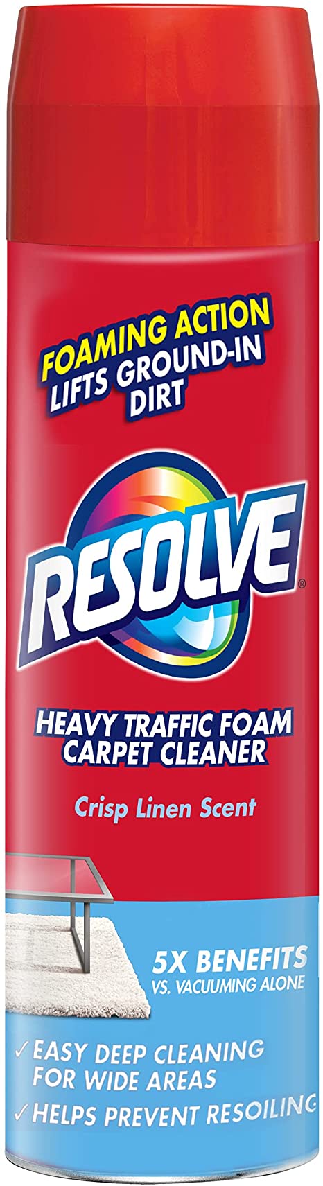 Resolve High Traffic Carpet Foam, Crisp Linen 22 oz Can, Cleans Freshens Softens & Removes Stains
