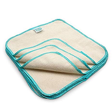 Bumkins Reusable Flannel Wipes, 12 Count, Natural (3 Pack)