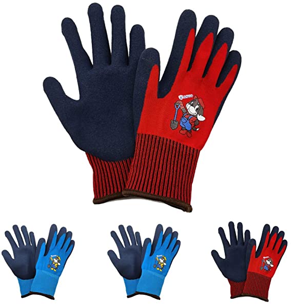 Kids Work Gloves 4 Pairs, KAYGO KGKID100