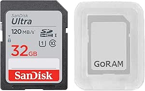 SanDisk 32GB Ultra SDHC UHS-I Class 10 Memory Card 120MB/s U1, Full HD, SD Camera Card SDSDUN4-032G (1 Pack) Bundle with (1) GoRAM Plastic Case