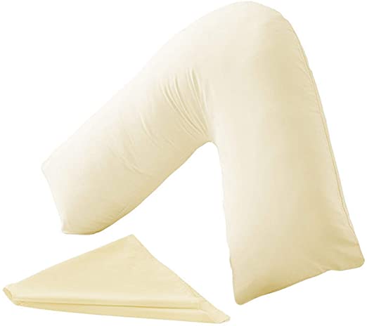 CnA Stores Orthopaedic V-Shaped Pillow Extra Cushioning Support For Head, Neck & Back (Cream, V-pillow With Cover)